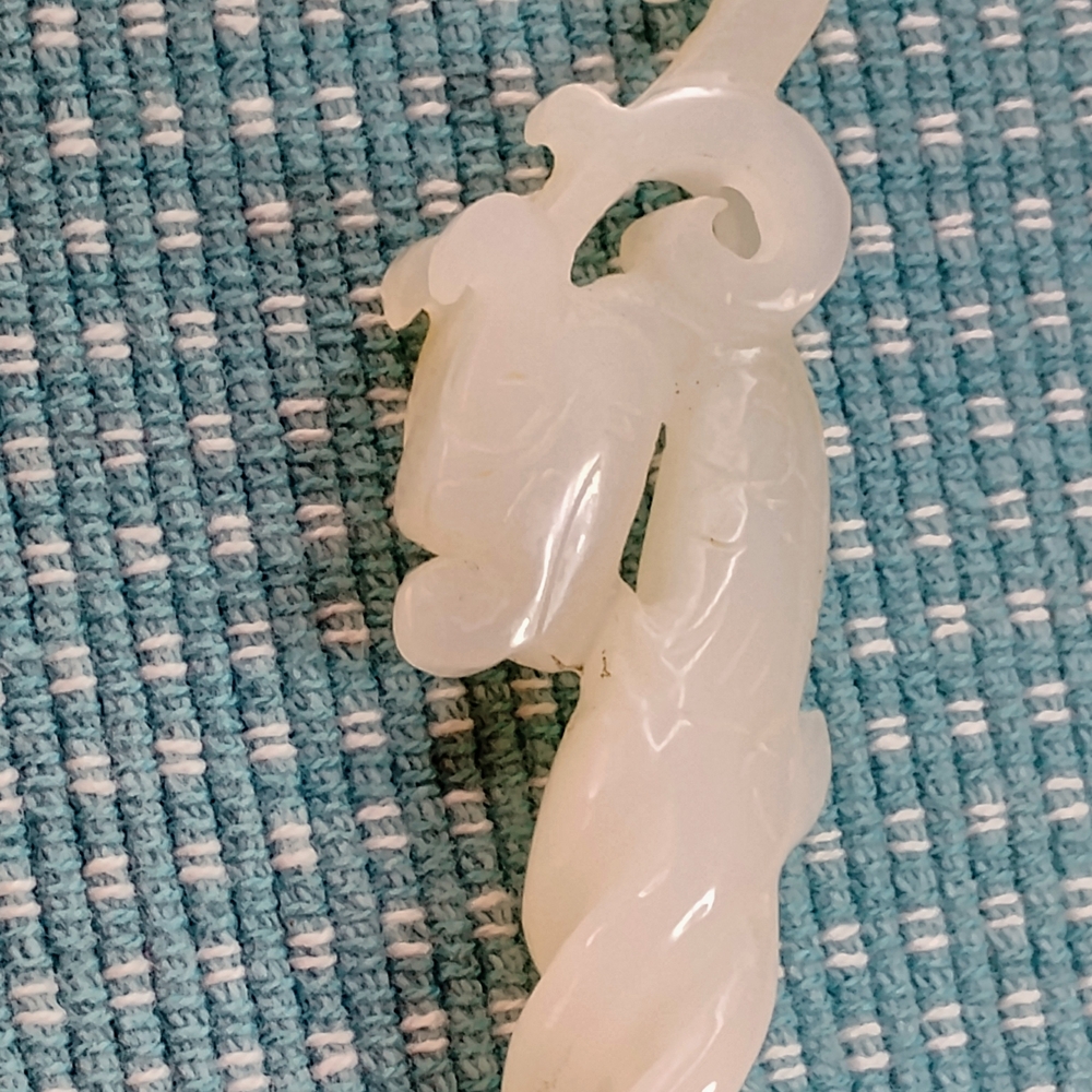 GORGEOUS WHITE JADE.💥DRAGON💥 TWISTED HAIR STICK, SCULPTED HAIR. NWT - Picture 12 of 14